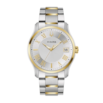 Men's Bulova Classic Wilton Two-Tone Watch with Silver-Tone Dial (Model: 98B391)