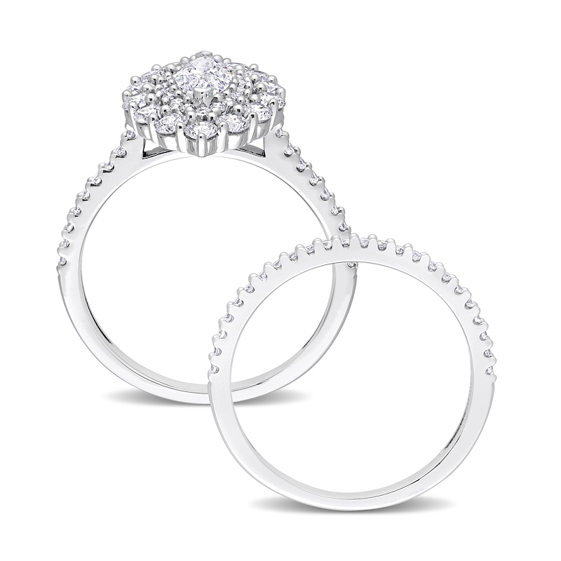 1.47 CT. T.W. Marquise Diamond Double Frame Bridal Set in 14K White Gold