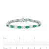 Thumbnail Image 3 of Oval Lab-Created Emerald and Cushion-Cut White Lab-Created Sapphire Alternating Line Bracelet in Sterling Silver – 7.25"