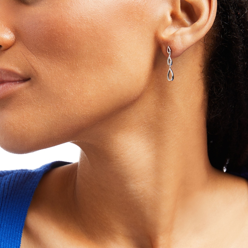0.10 CT. T.W. Diamond Graduated Triple Teardrop Drop Earrings in Sterling Silver|Peoples Jewellers