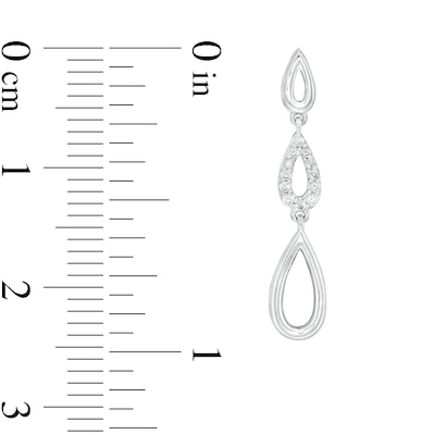 0.10 CT. T.W. Diamond Graduated Triple Teardrop Drop Earrings in Sterling Silver