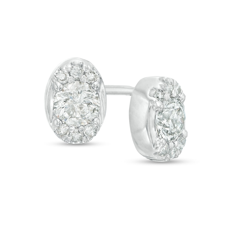 0.33 CT. T.W. Diamond Oval Frame Stud Earrings in 10K White Gold|Peoples Jewellers