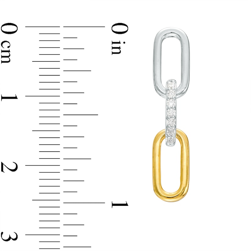 0.10 CT. T.W. Diamond Paper Clip Link Drop Earrings in Sterling Silver and 10K Gold|Peoples Jewellers