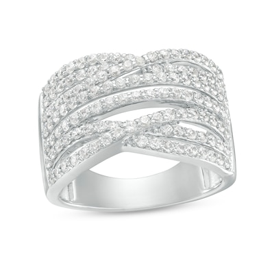 1.00 CT. T.W. Diamond Crossover Multi-Row Ring in 10K White Gold