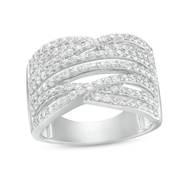 1.00 CT. T.W. Diamond Crossover Multi-Row Ring in 10K White Gold|Peoples Jewellers