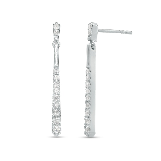 0.20 CT. T.W. Diamond Graduated Linear Drop Earrings in 10K White Gold