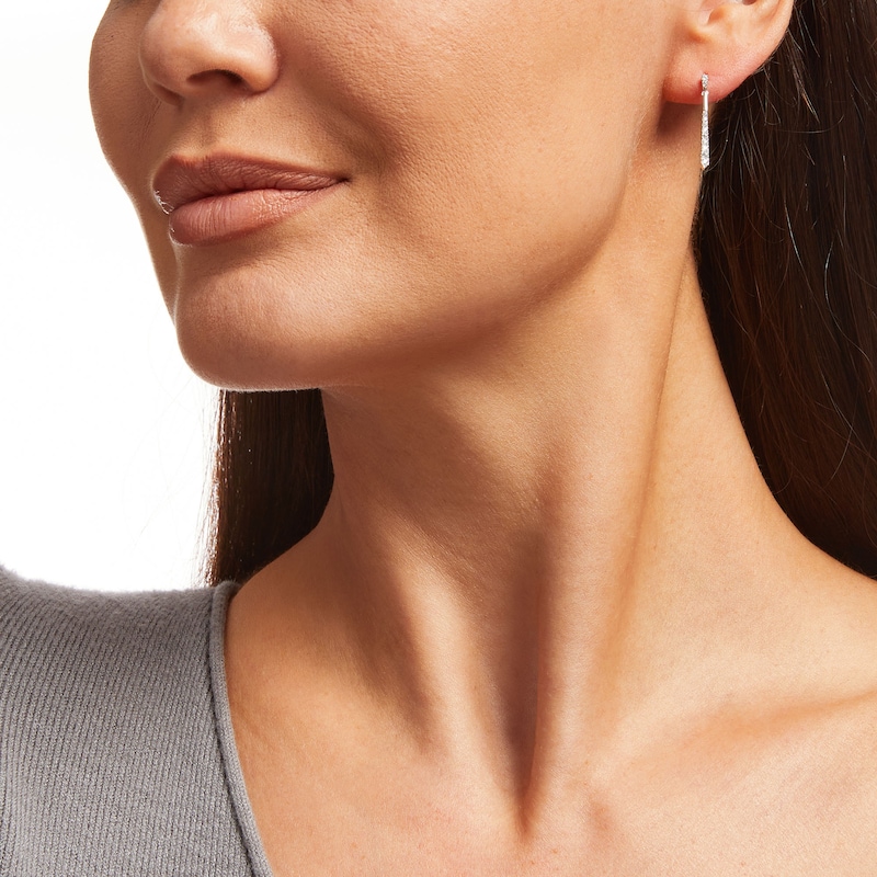 0.20 CT. T.W. Diamond Graduated Linear Drop Earrings in 10K White Gold|Peoples Jewellers