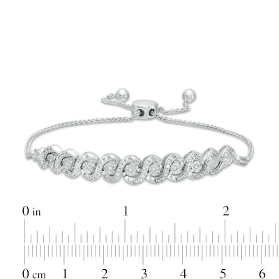 0.25 CT. T.W. Diamond Twist Bolo Bracelet in Sterling Silver – 9.5"