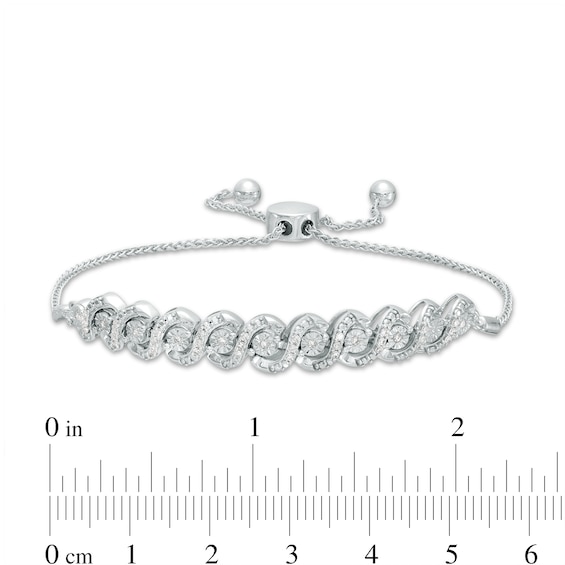 0.25 CT. T.W. Diamond Twist Bolo Bracelet in Sterling Silver – 9.5"