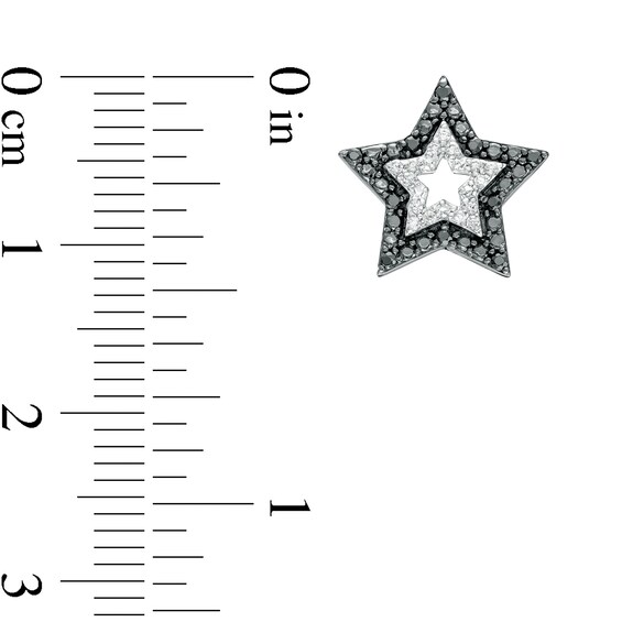 0.20 CT. T.W. Black and White Diamond Star Stud Earrings in Sterling Silver