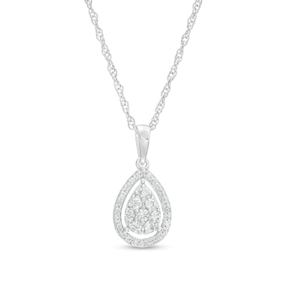 0.25 CT. T.W. Pear-Shaped Multi-Diamond Frame Pendant in 10K White Gold