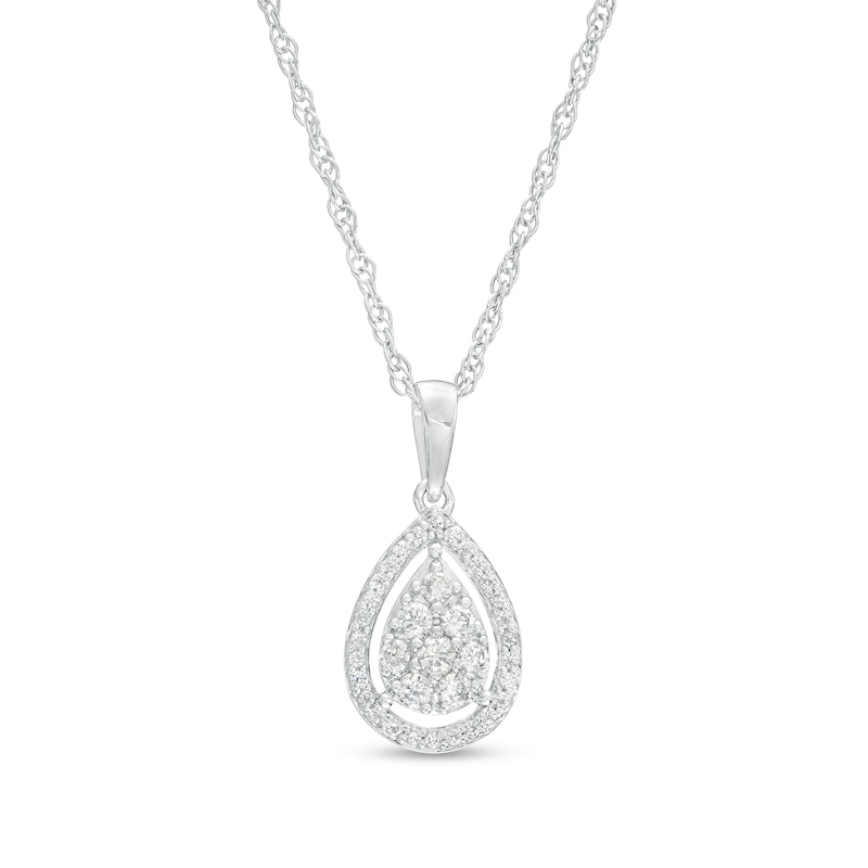 0.25 CT. T.W. Pear-Shaped Multi-Diamond Frame Pendant in 10K White Gold|Peoples Jewellers