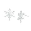 Thumbnail Image 1 of 0.10 CT. T.W. Diamond Snowflake Stud Earrings in Sterling Silver