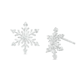 0.10 CT. T.W. Diamond Snowflake Stud Earrings in Sterling Silver