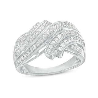 0.50 CT. T.W. Diamond Multi-Row Bypass Ring in Sterling Silver