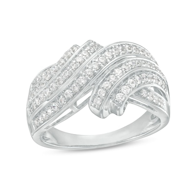 0.50 CT. T.W. Diamond Multi-Row Bypass Ring in Sterling Silver