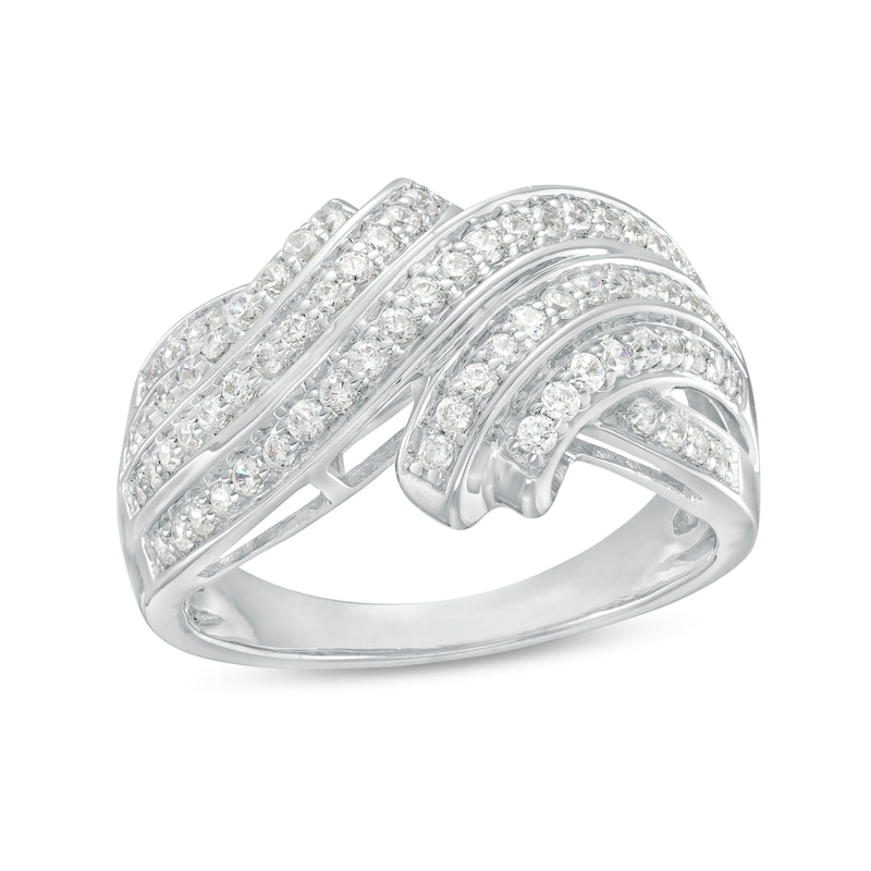 0.50 CT. T.W. Diamond Multi-Row Bypass Ring in Sterling Silver|Peoples Jewellers