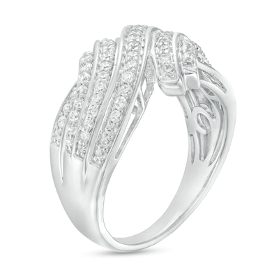 0.50 CT. T.W. Diamond Multi-Row Bypass Ring in Sterling Silver