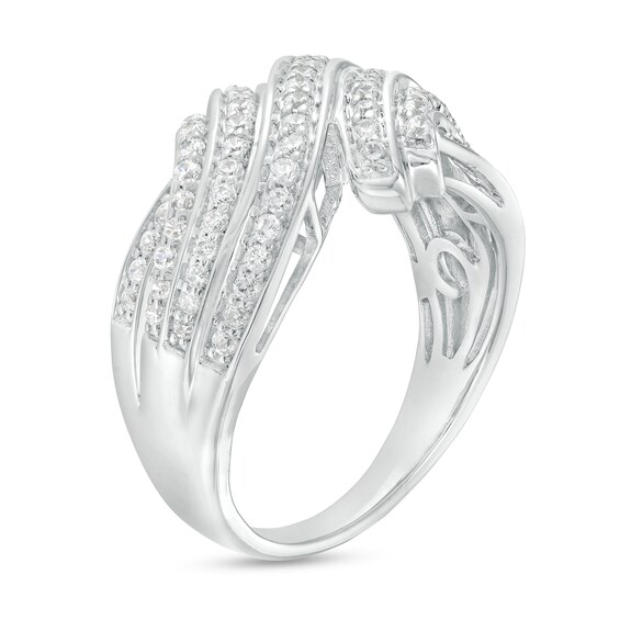 0.50 CT. T.W. Diamond Multi-Row Bypass Ring in Sterling Silver