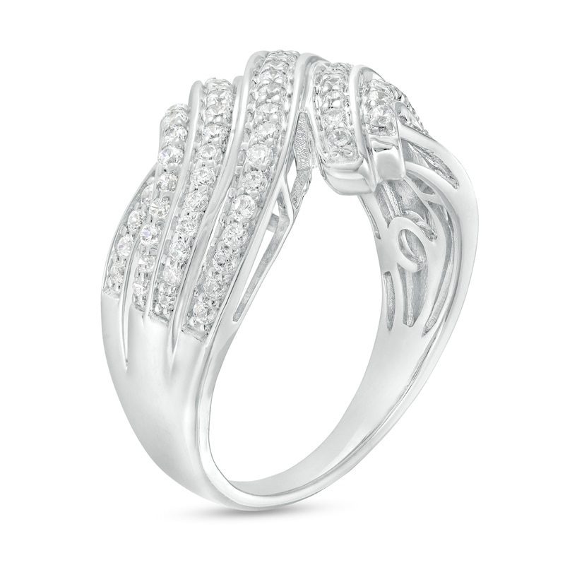 0.50 CT. T.W. Diamond Multi-Row Bypass Ring in Sterling Silver|Peoples Jewellers