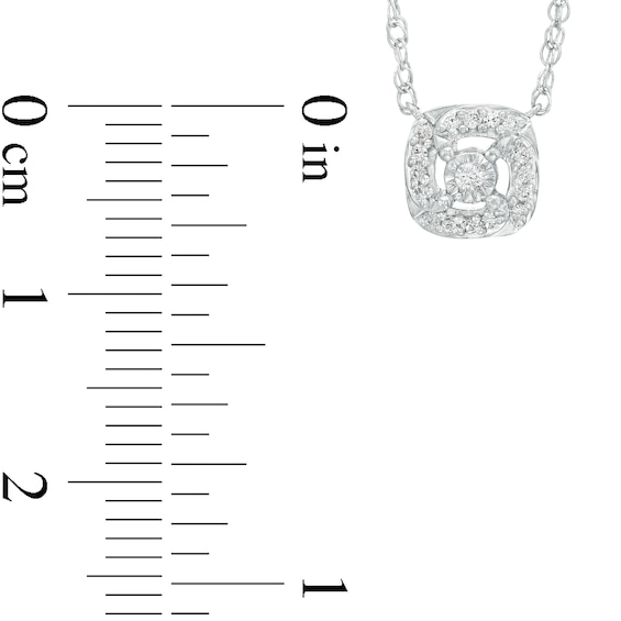 0.06 CT. T.W. Diamond Cushion-Shaped Frame Necklace in Sterling Silver