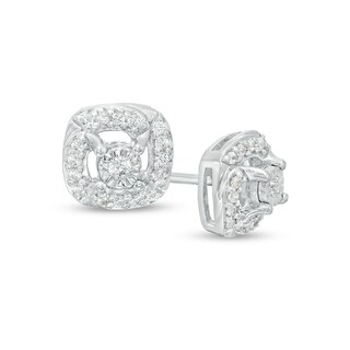 0.15 CT. T.W. Diamond Cushion-Shaped Frame Stud Earrings in Sterling Silver