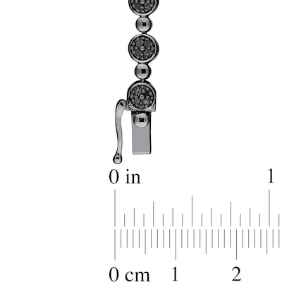 0.50 CT. T.W. Black Multi-Diamond Alternating Bead Link Bracelet in Sterling Silver with Black Rhodium Plate – 7.5"