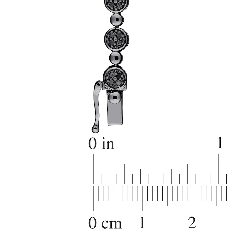 0.50 CT. T.W. Black Multi-Diamond Alternating Bead Link Bracelet in Sterling Silver with Black Rhodium Plate – 7.5"|Peoples Jewellers