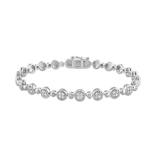 0.50 CT. T.W. Multi-Diamond Alternating Bead Link Bracelet in Sterling Silver – 7.5"