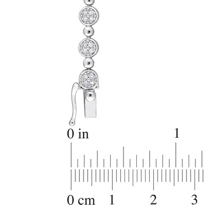 0.50 CT. T.W. Multi-Diamond Alternating Bead Link Bracelet in Sterling Silver – 7.5"