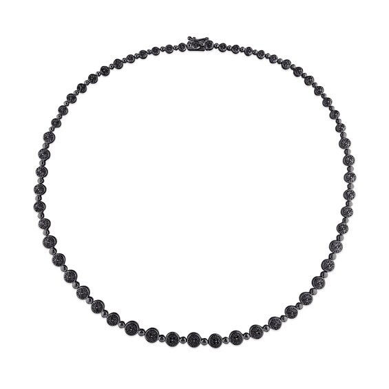 CT. T.W. Black Multi-Diamond Alternating Bead Link Necklace in Sterling Silver with Black Rhodium Plate – 17