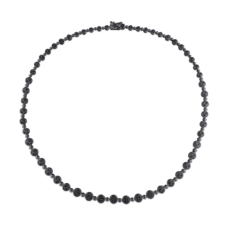 CT. T.W. Black Multi-Diamond Alternating Bead Link Necklace in Sterling Silver with Black Rhodium Plate – 17"|Peoples Jewellers