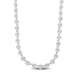 0.50 CT. T.W. Multi-Diamond Alternating Bead Link Necklace in Sterling Silver – 17&quot;