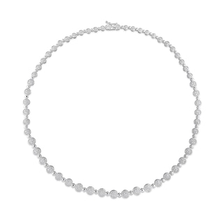 CT. T.W. Multi-Diamond Alternating Bead Link Necklace in Sterling Silver – 17