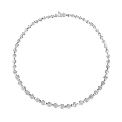 CT. T.W. Multi-Diamond Alternating Bead Link Necklace in Sterling Silver – 17