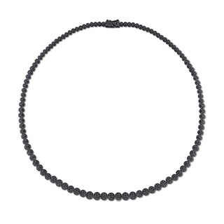 CT. T.W. Black Diamond Graduated Tennis Necklace in Sterling Silver with Black Rhodium Plate – 17