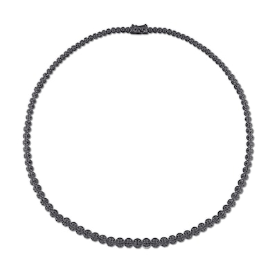 CT. T.W. Black Diamond Graduated Tennis Necklace in Sterling Silver with Black Rhodium Plate – 17