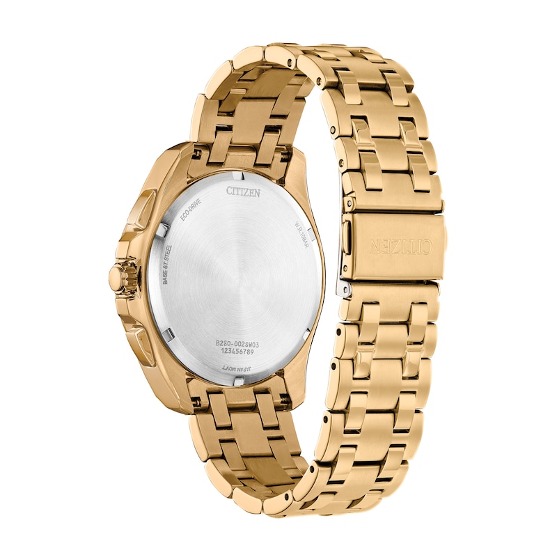 Men's Citizen Eco-Drive® Classic Gold-Tone Chronograph Watch with Black Dial (Model: CA4512-50E)