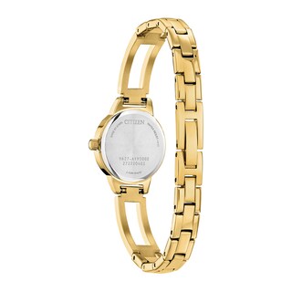 Ladies' Citizen Quartz Classic Crystal Accent Gold-Tone Bangle Watch with Black Dial (Model: EZ7012-85E)