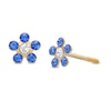Thumbnail Image 0 of Child's Blue and White Crystal Flower Stud Earrings in 14K Gold