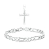 Men's 0.31 CT. T.W. Diamond Cross Necklace Charm and Bracelet Set in Sterling Silver – 8.5"