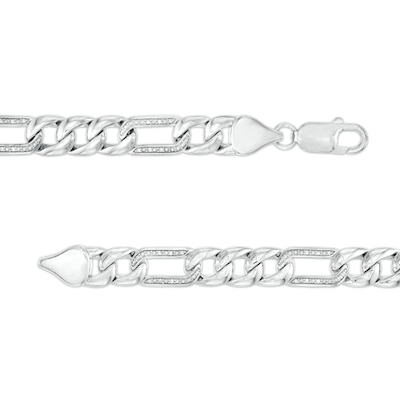 Men's 0.31 CT. T.W. Diamond Cross Necklace Charm and Bracelet Set in Sterling Silver – 8.5"