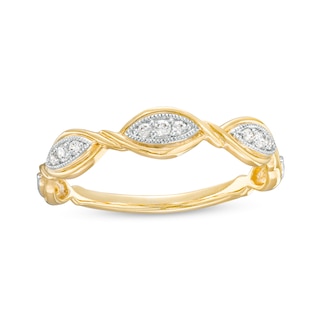 0.065 CT. T.W. Marquise-Shaped Multi-Diamond Twist Anniversary Band in 10K Gold