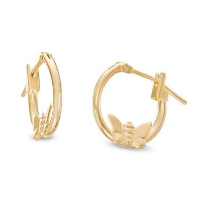 Child's Butterfly Hoop Earrings in 14K Gold