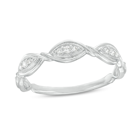 0.065 CT. T.W. Diamond Twist Vintage-Style Anniversary Band in 10K White Gold