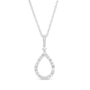 Thumbnail Image 0 of 0.20 CT. T.W. Baguette and Round Diamond Pear-Shaped Outline Pendant in 10K White Gold