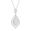 Thumbnail Image 0 of 1.00 CT. T.W. Multi-Diamond Frame Pointed Teardrop Pendant in 10K White Gold