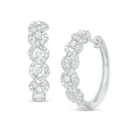 1.00 CT. T.W. Diamond Twist Hoop Earrings in 10K White Gold