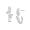 Thumbnail Image 0 of 0.33 CT. T.W. Diamond Graduated Curved J-Hoop Earrings in 10K White Gold