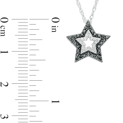 0.15 CT. T.W. Black and White Diamond Star Pendant in Sterling Silver